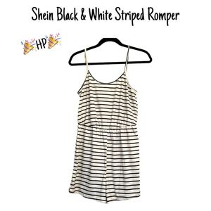🎉HP🎉 Shein Black & White Striped Romper w/Adjustable Straps Size Medium